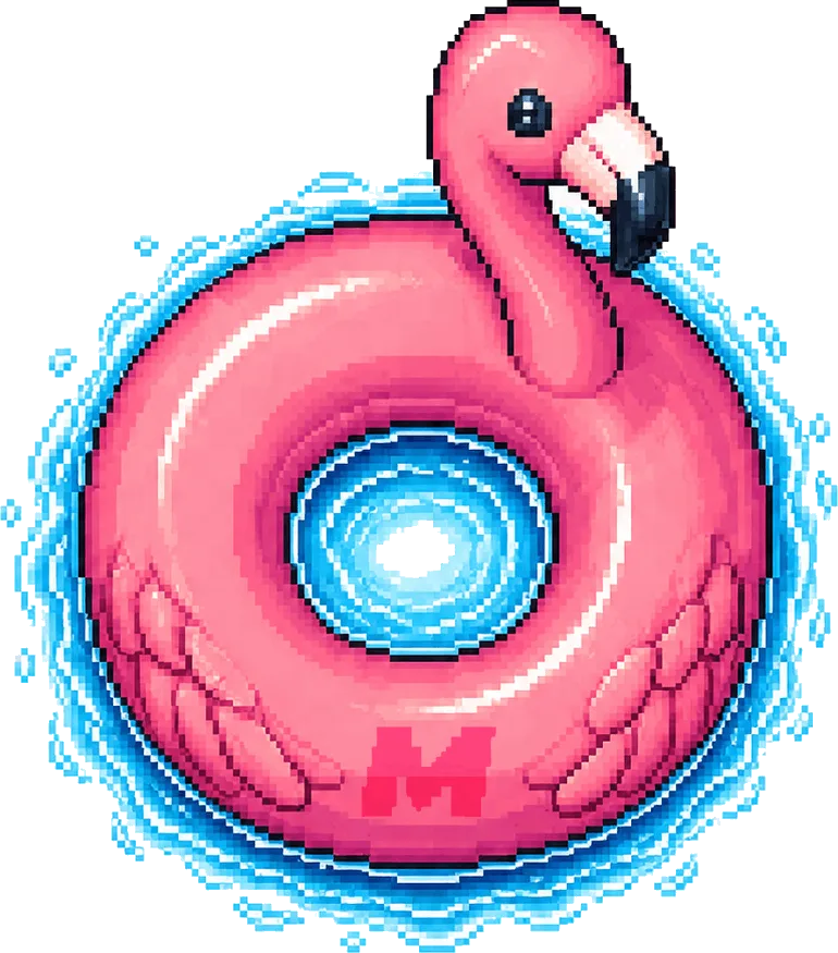 Bouée flamant en pixel art 2026